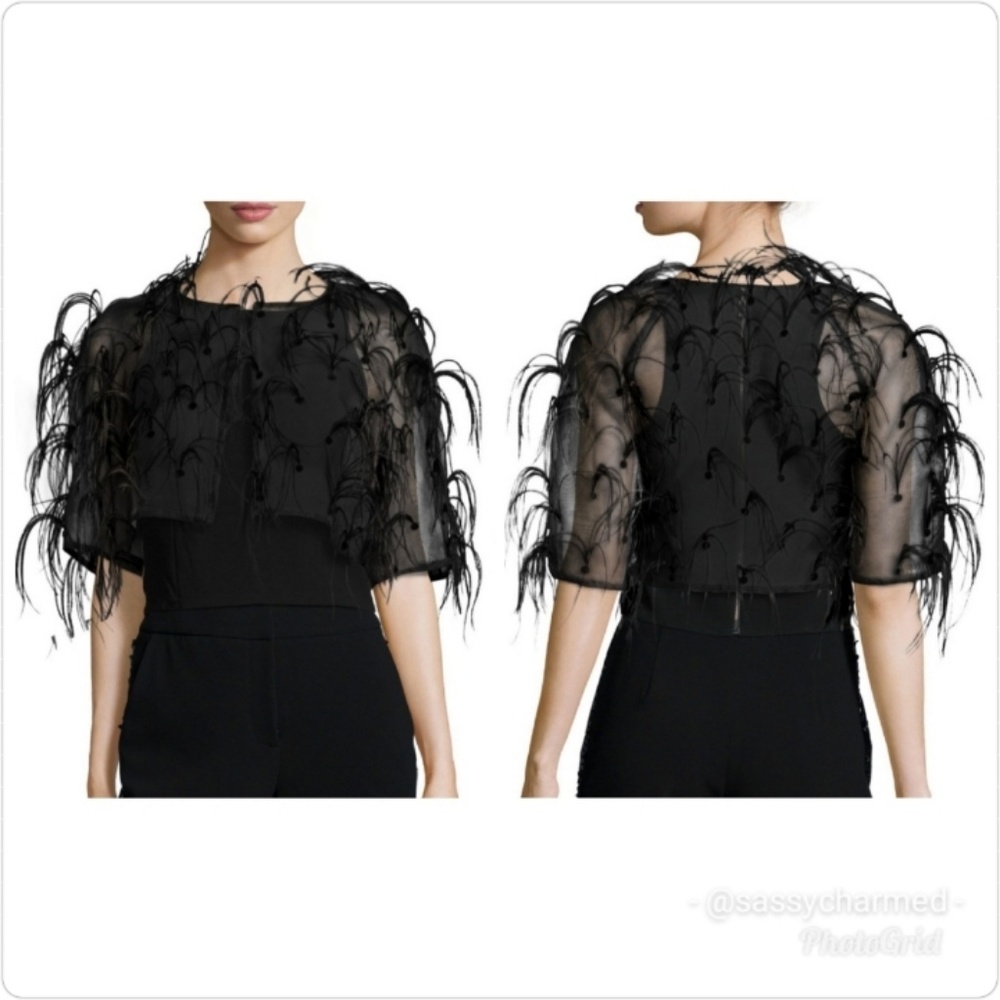 Sachin & Babi Ostrich Feather Silk Bolero Wrap Shrug